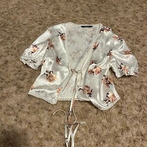 shein tie at the front silk blouse size small